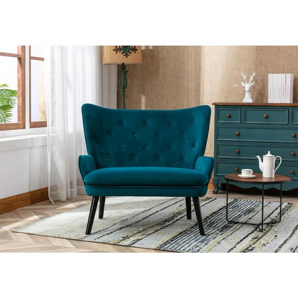 high back teal chair