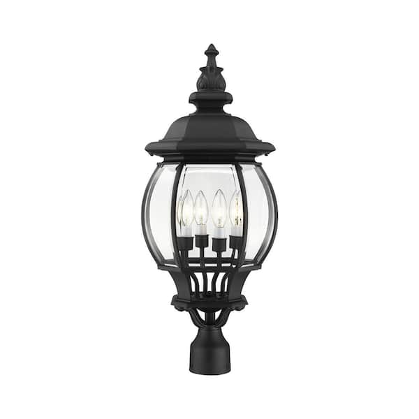 Livex Lighting Frontenac 4 Light Textured Black Outdoor Post Top Lantern