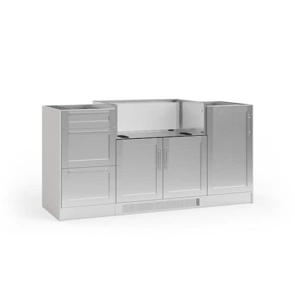 NewAge Products Outdoor Kitchen Signature Series 69.94 in. x 23.75 in. x 35.75 in. Stainless Steel 4-Piece Set with 33 in. Grill Cabinet