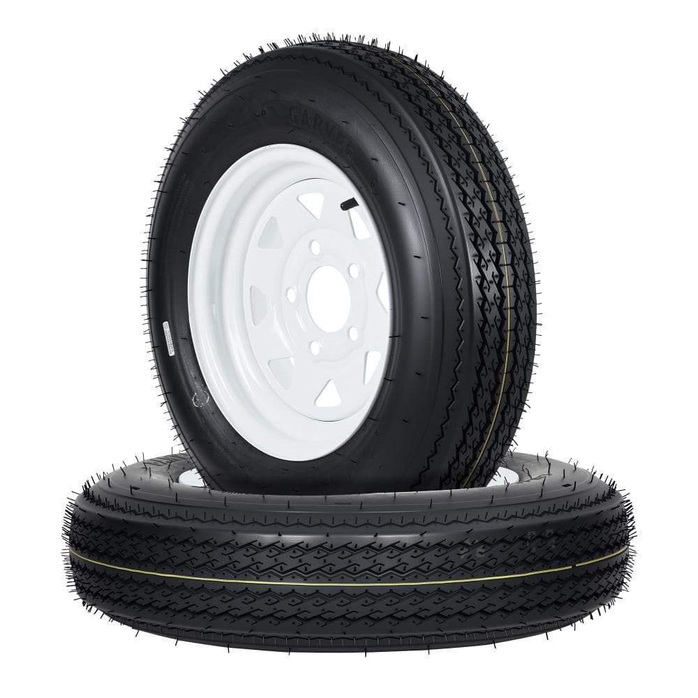 "2-Pack 5.30-12 Trailer Tire and White Wheel Assembly, 5.30x12 Tire with 12"" Rim 5 Lug 4.5"" Bolt Pattern 6PR Load Range C" price history on PriceWatchPro