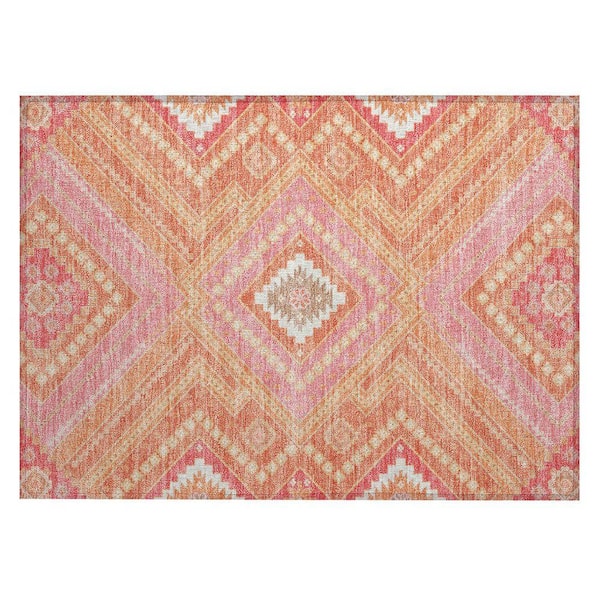Chantille Machine Washable Indoor/Outdoor Abstract ACN1010 Coral 1 ft. 8 in. x 2 ft. 6 in. Area Rug