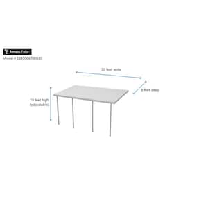 20 ft. W x 8 ft. D White Aluminum Attached Carport with 4 Posts (30 lbs. Roof Load)