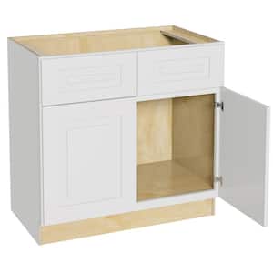 Grayson Pacific White Painted Plywood Shaker Assembled Sink Base Kitchen Cabinet Sft Cls 36 in W x 21 in D x 34.5 in H
