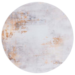 Tacoma Gray/Gold 6 ft. x 6 ft. Machine Washable Distressed Abstract Round Area Rug