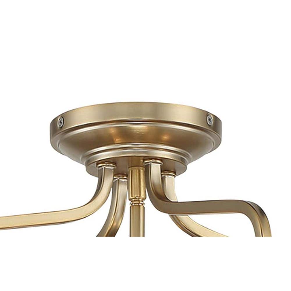 Brushed Honey Gold Glass Drum 4-Light Semi Flush Mount