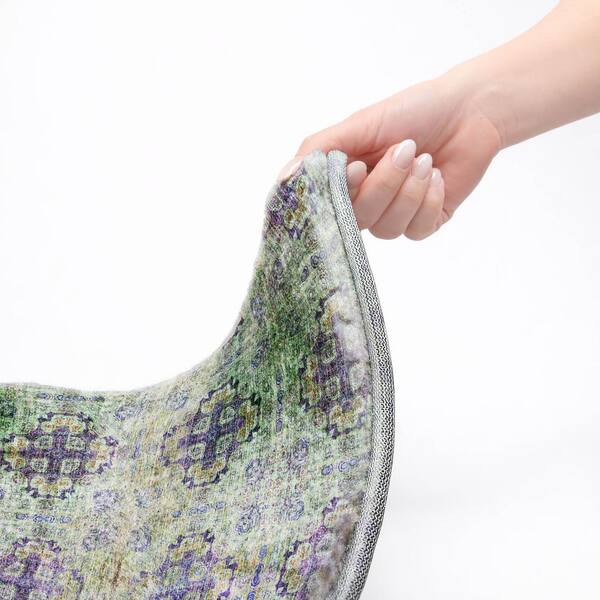Dream Shag Premium Machine Washable Abstract ADS557 Purple 2 ft. x 7 ft. Runner Rug