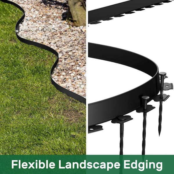 Phewnyzo 40 ft. Black Plastic Garden Edging with 36 Stakes, 2 in