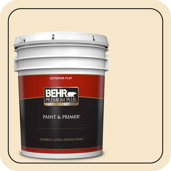 BEHR PREMIUM PLUS 5 gal. #M320-2 Rice Wine Flat Exterior Paint & Primer