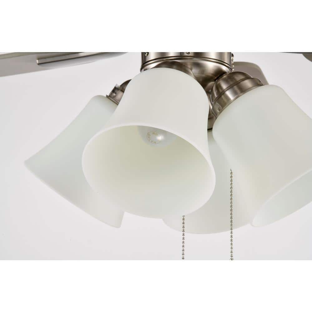 52'' Brushed Nickel Ceiling Fan with Light Kit and Reversible Blades