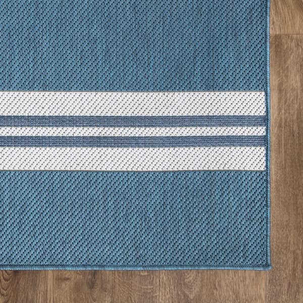 Stripes Blue 2 ft. x 3 ft. Indoor/Outdoor Scatter Rug