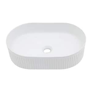 19.31 in. x 12.19 in. White Ceramic Oval Vessel Bathroom Sink