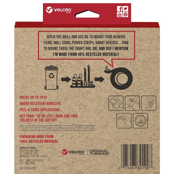 VELCRO Eco Mount EM 3 in. x 1-3/4 in. Strips (2-Pack) VEL-30189-USA - The  Home Depot