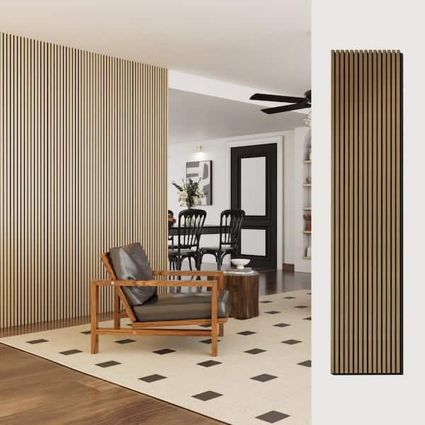 ARK DESIGN 94.5 in. x 23.75 in. x 0.875 in. Walnut Square Edge MDF Decorative Acoustic Wall Panel (2-Pieces/31.17 sq.ft.)