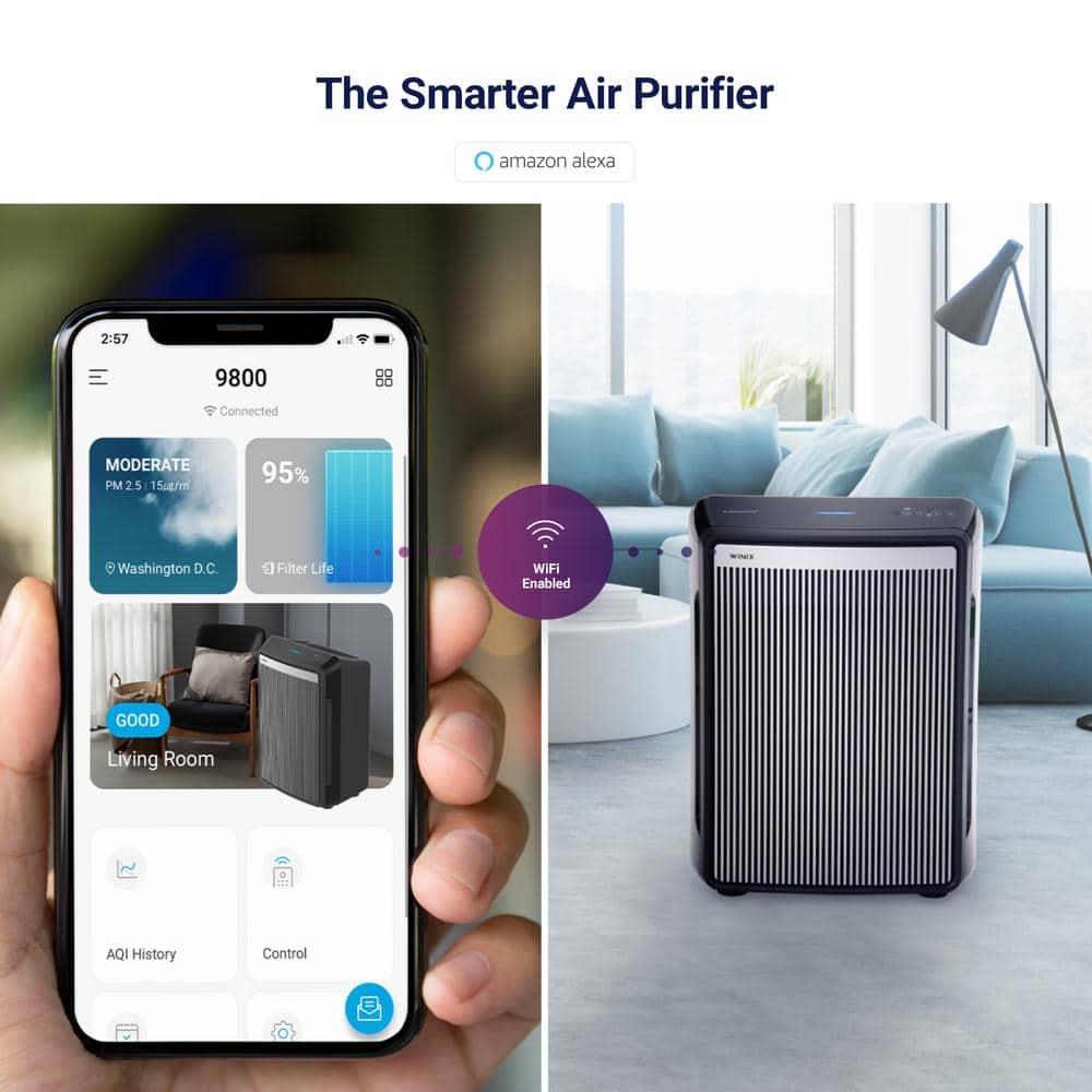 Winix Black 4-Stage HEPA Air Purifier with WiFi and PlasmaWave