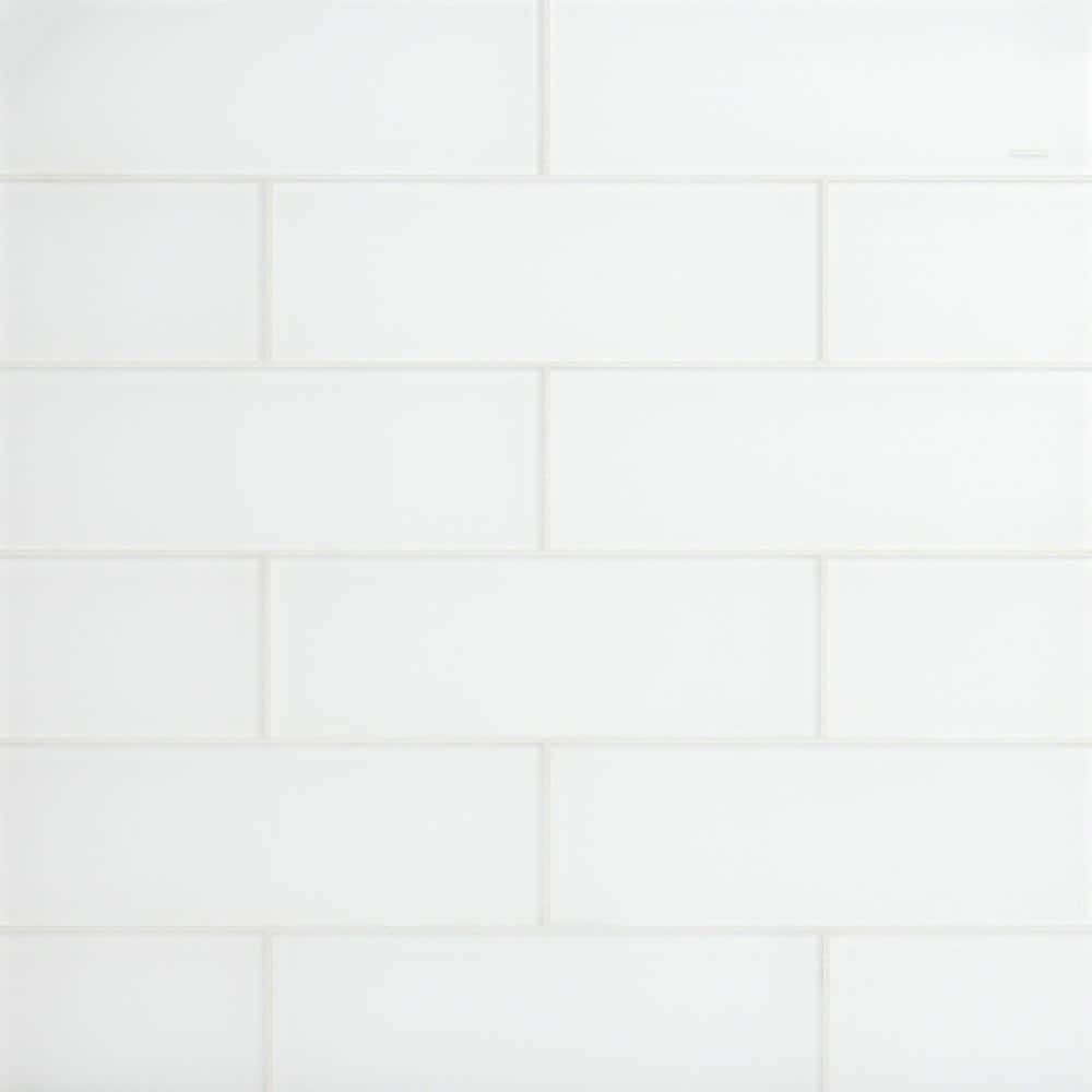Lucid 4'' x 12'' White Glass Subway Tile