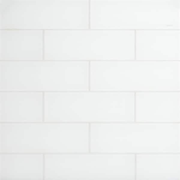 Ivy Hill Tile Contempo Bright White Frosted 4 in. x 12 in. x 8 mm Glass Subway Tile (15 pieces 5 sq.ft/Box)