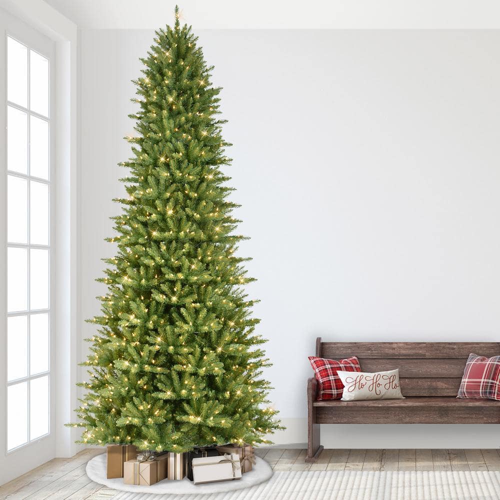 10-Foot Pre-Lit Green Slim Fraser Fir Christmas Tree with Clear Lights