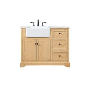 Simply Living 42 in. W x 22 in. D x 34.75 in. H Bath Vanity in Natural Wood with Carrara White Marble Top