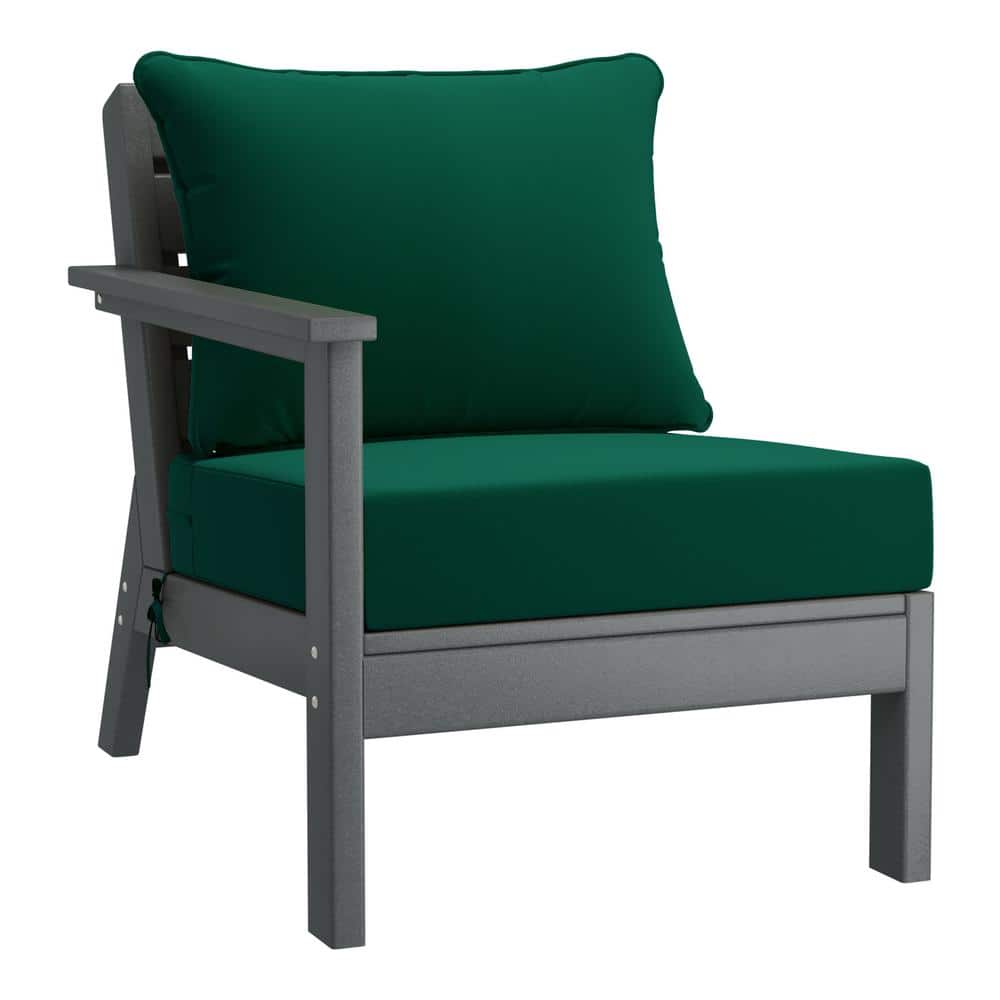 Birchwood Outdoor Patio Deep Seating Left Facing Arm HDPE Lounge Chair in Grey with Green Cushions price history on PriceWatchPro