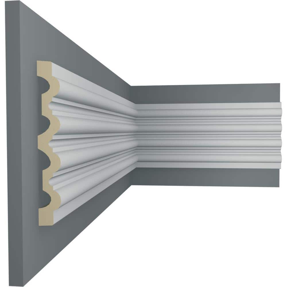 94.5" White Polyurethane Fluted Crown Molding