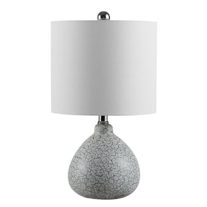 Blithe 17 in. Gray Crackle Table Lamp with White Shade