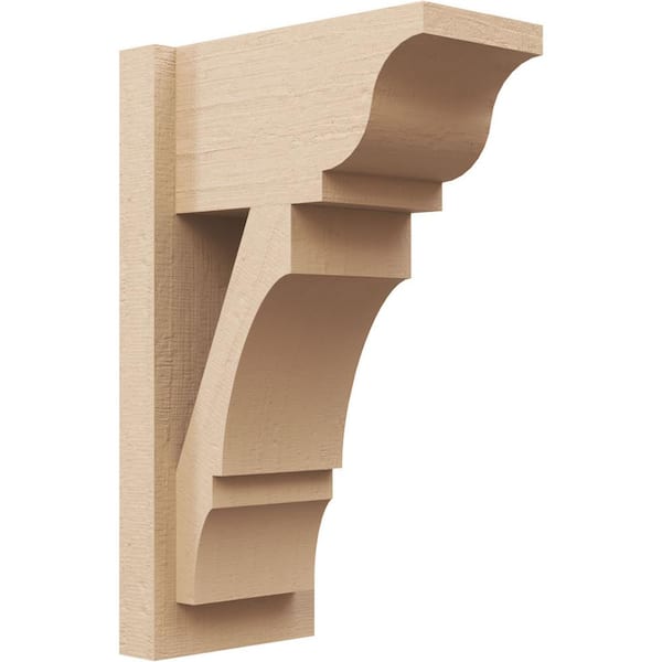 Ekena Millwork 8 in. x 22 in. x 14 in. Balboa Traditional Rough Cedar Woodgrain Timberthane Polyurethane Outlooker, Primed Tan