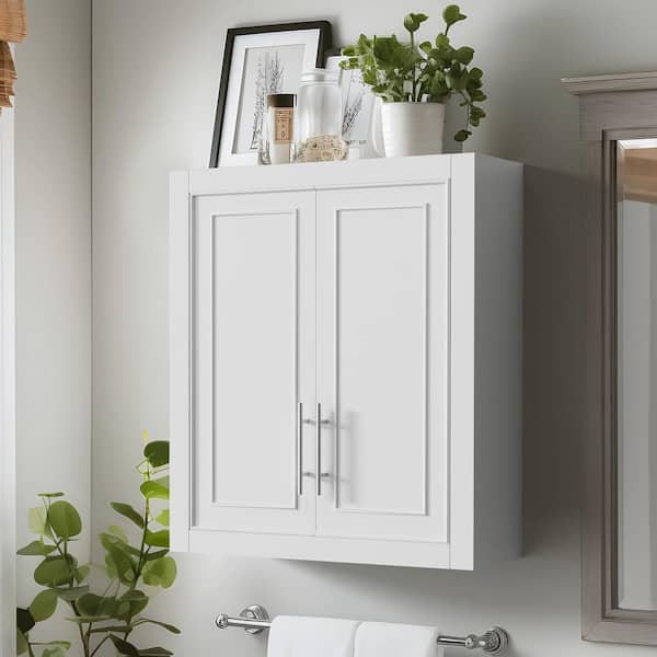 22 in. W x 8 in. D x 26 in. H Bathroom Storage Wall Cabinet in White