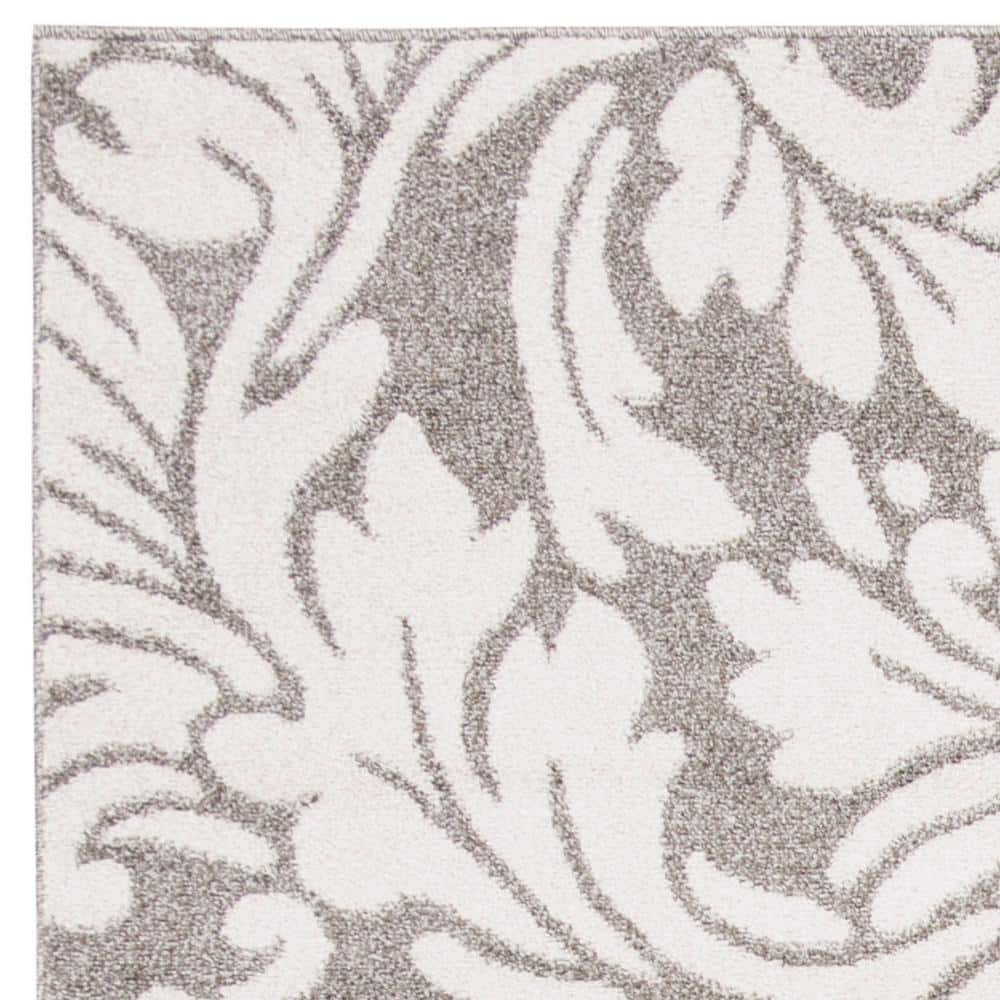 Elegant Floral Gray Synthetic 4' x 6' Reversible Area Rug
