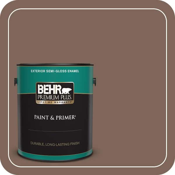 BEHR PREMIUM PLUS 1 gal. Home Decorators Collection #HDC-AC-05 Cocoa Shell Semi-Gloss Enamel Exterior Paint & Primer