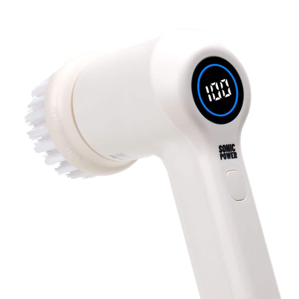 Sonic Power White Plastic Handheld Electric Scrubber