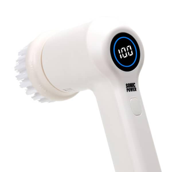 SonicPower IPx7 Waterproof Handheld & Ergonomic Electric Spin Scrubber, 4x Interchangeable Grout Brushes & Sponges Included