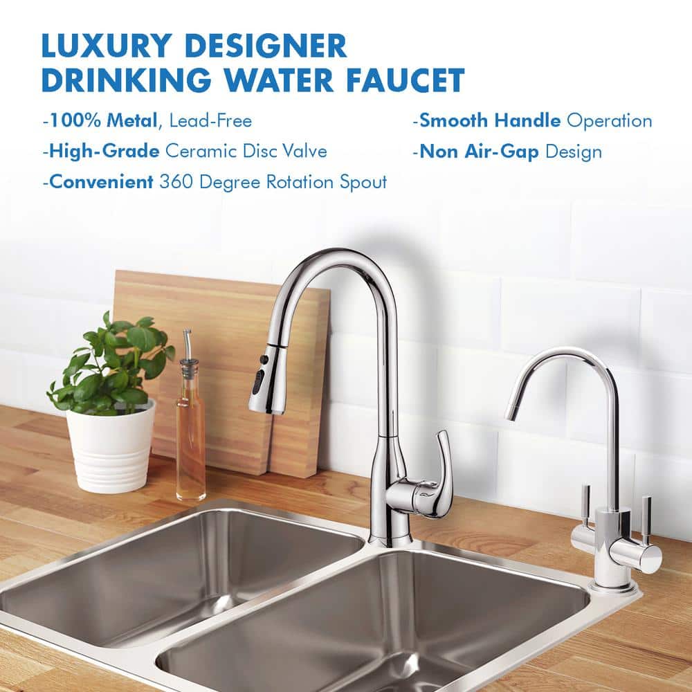 Chrome Dual Handle Hot and Cold Water Dispenser Faucet