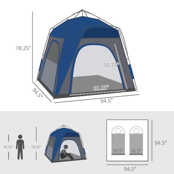 4-5 Person Easy Pop Up Tent Waterproof Automatic Setup 2 Doors-Instant - View #9