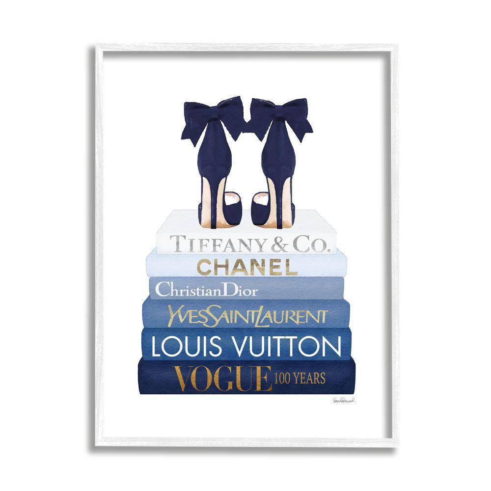 Navy Blue Bow Heels Chic Glam Bookstack By Amanda Greenwood Framed Print Abstract Texturized Art 24 in. x 30 in. price history on PriceWatchPro