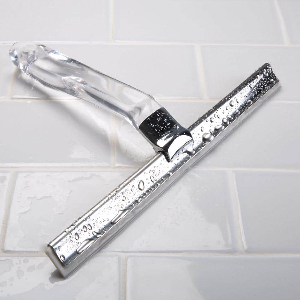 10-Inch Stainless Steel Shower Squeegee with Clear Acrylic Handle
