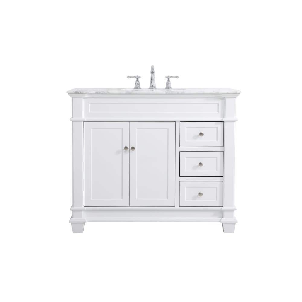 Timeless Home 42 in.W x 21.5 in.D x 35 in.H Single Bath Vanity in White wit