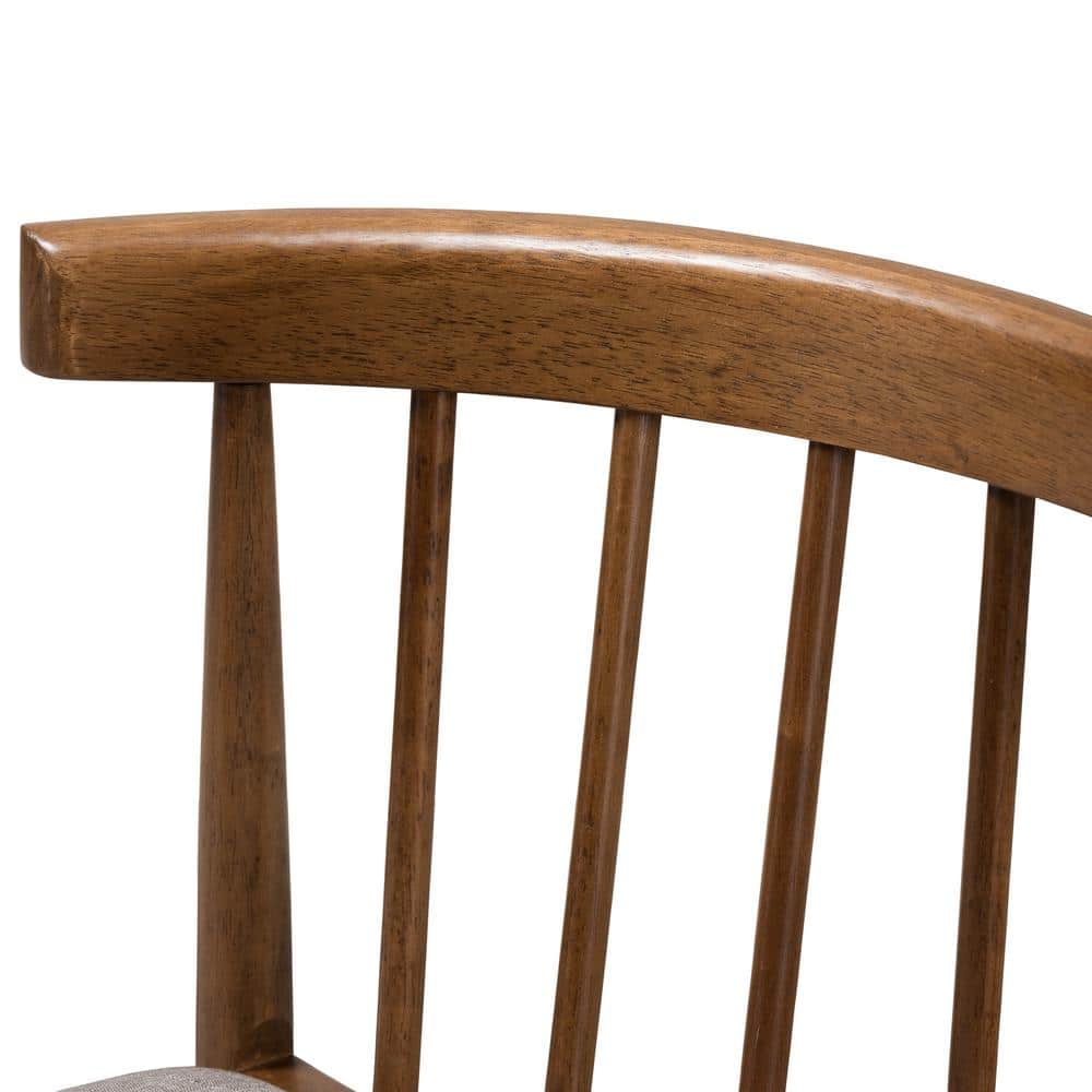 Wyatt Mid-Century Modern Walnut Wood Dining Chair Set with Beige Upholstery