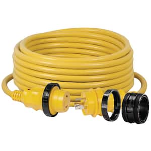 Camco 25 feet PowerGrip Heavy-Duty Extension Cord with 30M/30F- 90 Degree  Locking Adapter | Allows for Easy RV Connection to Distant Power Outlets 