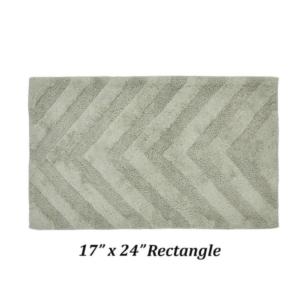 Hugo Collection 17 in. x 24 in. Green 100% Cotton Rectangle Bath Rug