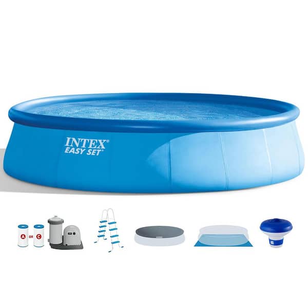 Intex 18 ft. x 48 in. Round Above Ground Swimming Pool with 7 in. Chlorine Dispenser