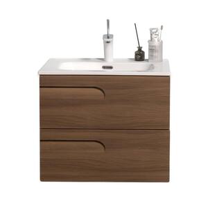 Joy 24 in. W x 18.25 in. D x 20.5 in. H Integrated Porcelain Bathroom Vanity in Gray with White Top