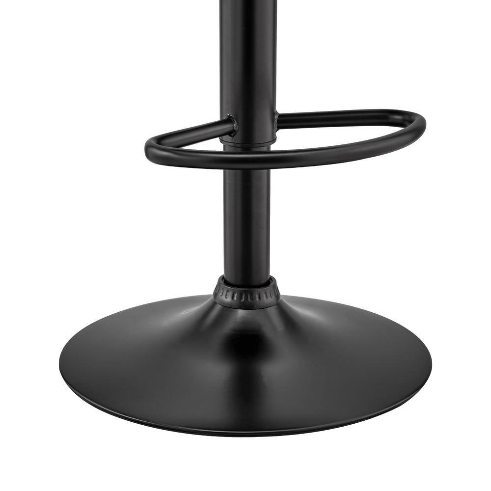 Adjustable Gray Leather and Walnut Wood Swivel Bar Stool