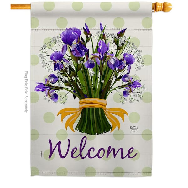 Ornament Collection 28 in. x 40 in. Iris Bouquet Spring House Flag Double-Sided Decorative Vertical Flags