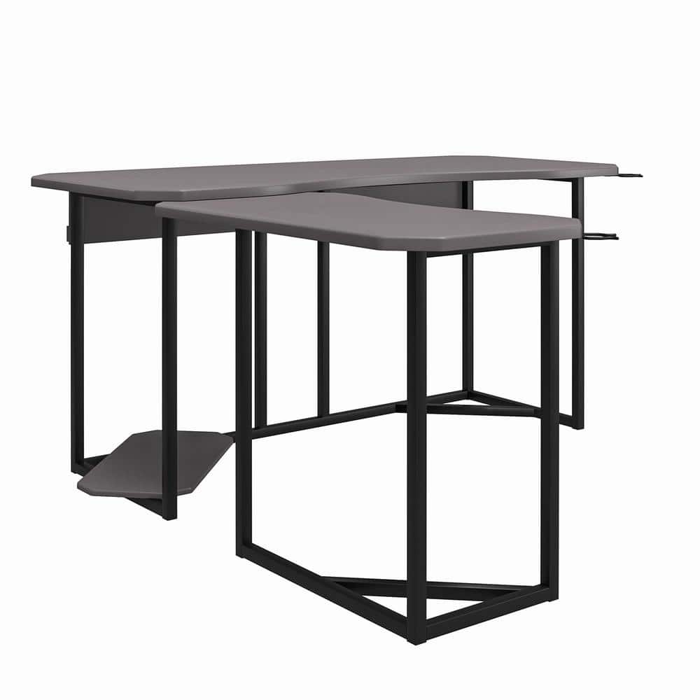 Ntense Quest Reversible L-Shape Gaming Desk with XL CPU Stand in Gray