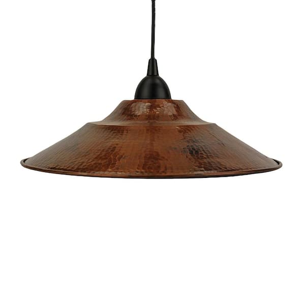 Premier Copper Products 1-Light Hammered Copper Ceiling Mount Large Cone Pendant in Oil Rubbed Bronze