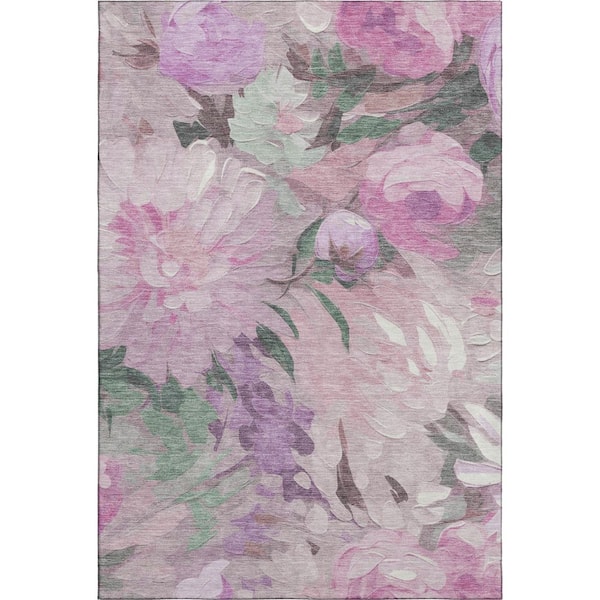 Mayfield Premium Machine Washable Abstract AMF2264 Blush 5 ft. x 7 ft. 6 in. Area Rug