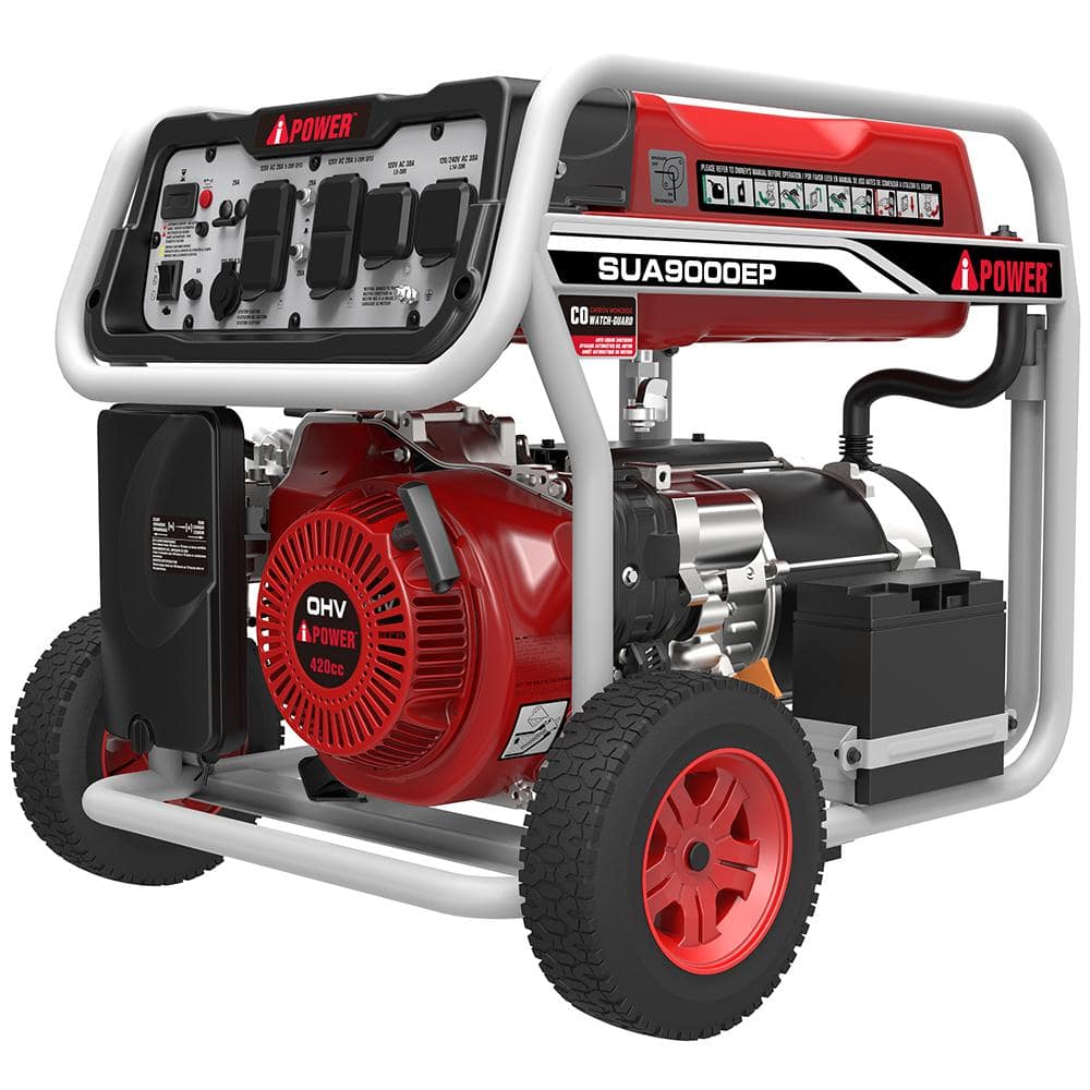 A-iPower 9000-Watt Electric Start Gasoline Powered Portable Generator with  420cc OHV Engine and CO Sensor Shutdown SUA9000EP - The Home Depot