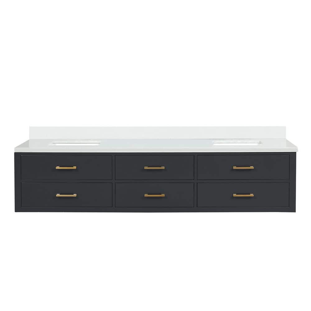 Sherman 84 in. W x 22 in. D Black Double Bath Vanity with White Quartz Top price history on PriceWatchPro