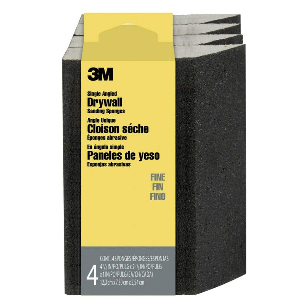 3M 2 7/8 in. x 4 7/8 in. x 1 in. Fine Angled Drywall Sanding Sponge (4-Pack) -  CP-042-4PK