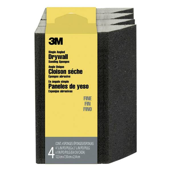 3M 2.875 in. x 4.875 in. x 1 in. (7.30 cm x 12.38 cm x 2.54 cm) 120 Grit Fine Angled Drywall Sanding Sponge